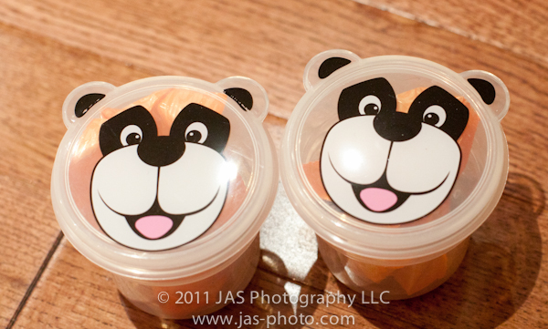 cute panda bear snack cups with fruit snacks inside for party favor bag