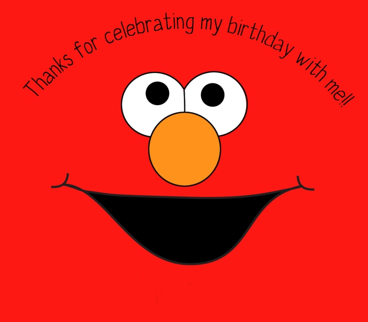 elmo face on red background sticker for party favor bags