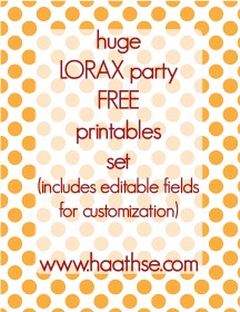 Free lorax party printables set